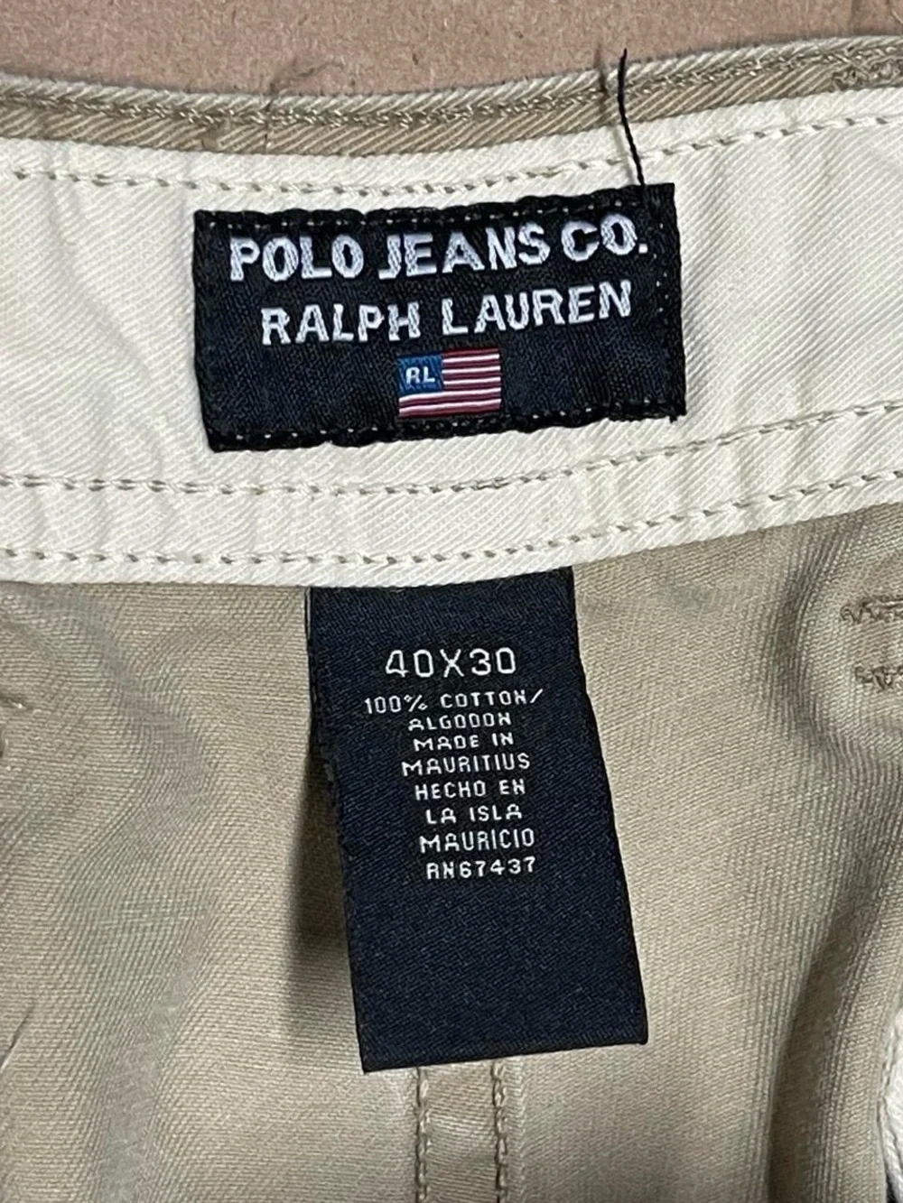 Vintage Polo Jeans Co Ralph Lauren Cargo Pants Men 40x30 Khaki Baggy Wide Leg
